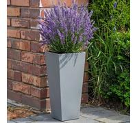 Idealist™ 50Cm Tall Planter, Grey Reinforced Stone Tapered Garden Planter, Outdoor Small Plant Pot L24 W24 H50 Cm, 30L