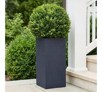 Idealist™ 50Cm Tall Planter, Slate Grey Reinforced Stone Garden Planter, Small Outdoor Plant Pot L21 W21 H50 Cm, 22L