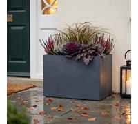 Idealist™ 50Cm Trough Garden Planter, Slate Grey Reinforced Stone Rectangular Planter, Outdoor Plant Pot H40 L50 W20 Cm, 40L