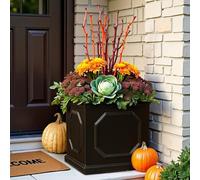 IDEALIST 55cm Planter Chelsea Box for Trees | Faux Lead Large Square Plant Pot | Dark Grey Reinforced Stone Garden Planter with Drainage Holes L55 W55 H55 cm, 166 litres