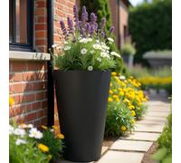 Idealist™ 57Cm Tall Planter, (Dia) 34Cm Charcoal Grey Reinforced Stone Round Garden Planter, Outdoor Large Plant Pot D40 H57, 75L
