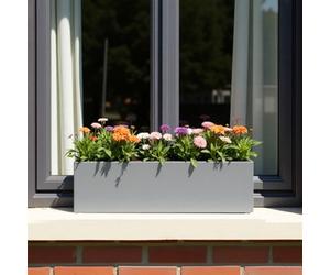 Idealist™ 60Cm Planter, Grey Reinforced Stone Window Box, Garden Windowsill Planter, Outdoor Plant Pot L60 W17 H17 Cm