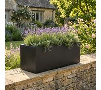 Idealist™ 60Cm Trough Garden Planter, Black Reinforced Stone Rectangular Planter, Outdoor Large Plant Pot L60 W30 H30 Cm, 54L