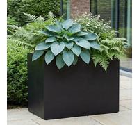 Idealist™ 60Cm Trough Garden Planter, Black Reinforced Stone Rectangular Planter, Outdoor Large Plant Pot H50 L60 W30 Cm, 91L