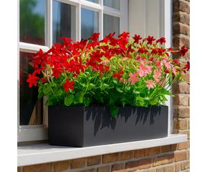 Idealist™ 60Cm Window Box Garden Planter, Dark Grey Reinforced Stone Windowsill Planter, Outdoor Large Plant Pot L60 W17 H17 Cm