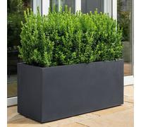 Idealist™ 65Cm Planter Trough, Slate Grey Light Stone Narrow Rectangular Garden Planter, Large Plant Pot L65 W19 H30 Cm, 37L