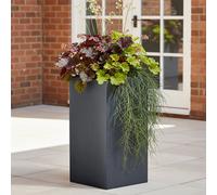 Idealist™ 70Cm Tall Planter, Slate Grey Reinforced Stone Garden Planter, Outdoor Large Plant Pot L33 W33 H70 Cm, 79L