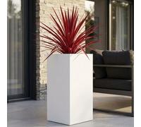 Idealist™ 70Cm Tall Planter, White Reinforced Stone Garden Planter, Outdoor Large Plant Pot L33 W33 H70 Cm, 79L