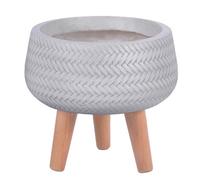 Idealist™ 8 Inch White Reinforced Stone Bowl Planter, Bonsai Pot On Legs, Indoor Plant Pot D20 H23 Cm