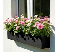 Idealist™ 80Cm Planter, Black Reinforced Stone Garden Window Box Windowsill Planter, Outdoor Plant Pot L80 W17 H17 Cm, 24L