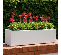 Idealist™ 80Cm Planter, White Reinforced Stone Garden Window Box, Windowsill Planter, Outdoor Plant Pot L80 W17 H17 Cm, 24L