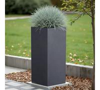 Idealist™ 80Cm Tall Planter, Slate Grey Reinforced Stone Garden Planter, Outdoor Large Plant Pot L40 W40 H80 Cm, 132L
