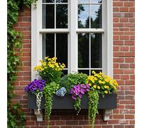 Idealist™ 80Cm Window Box Garden Planter, Slate Grey Reinforced Stone Windowsill Planter, Outdoor Large Plant Pot L80 W17 H17 Cm