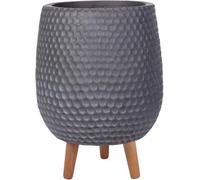 Idealist™ (Dia) 26Cm Dark Grey Reinforced Stone Flower Pot, Round Indoor Plant Pot On Legs D26 H43 Cm15