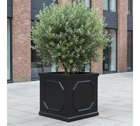 IDEALIST Large Plant Pots 55cm Plant Pot Faux Lead Reinforced Stone 166L | 1 Pack, L55 W55 H55 cm, for Trees, Charcoal Grey, Frostproof, Drainage Holes, Lightweight, Chelsea Box, Large Size