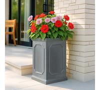IDEALIST Large Plant Pots 64cm Tall Planter, Faux Lead Reinforced Stone 62L | 1 Pack, L31 W31 H64 cm, Large Size, Chelsea, Drainage Holes, Frostproof, Lightweight