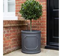 IDEALIST Plant Pots 30cm Plant Pot, Faux Lead Reinforced Stone Planter, 15L | 1 Pack, D30 H30 cm, Inner Top D26 cm, Medium Size, Grey, Frostproof, Drainage Holes, Lightweight, Chelsea Cylinder Planter