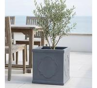 IDEALIST Plant Pots 37cm Square Planter Grey Reinforced Stone Plant Pot 39L | 1 Pack, L37 W37 H37 cm, Medium Size, Faux Lead, Frostproof, Drainage Holes, Lightweight