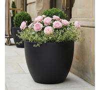 IDEALIST Plant Pots 40cm Plant Pot, Black Reinforced Stone Planter, 45L | 1 Pack, W40 H36 cm, Inner Top D36 cm, Frostproof, Drainage Holes, Lightweight, Medium Size, Egg Pot, Flower Pot