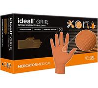 Ideall Grip + Orange Nitrile Gloves Medium - XXL Disposable Protective Gloves Powder-Free Latex Free 2.5x Thick Diamond Texture Nitrile Gloves Size XL Pack of 50 Colour: Orange