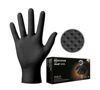 Ideall Grip Protective Latex Free Powder Free Disposable Nitrile Gloves - Black - 1 Box (25 Pairs of Gloves) (L (8-9))