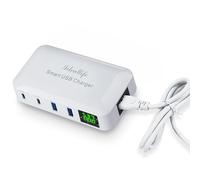 Ideallife 70W 12A 4-Port USB Charging Station - 20W PD and QC3.0 Multi Port USB C Charger Hub With LCD Display for iPhone, iPad, Samsung, Huawei and More