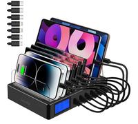 ideallife Charging Station for Multiple Devices for 7 Ports Fast USB Charger With Type C PD20W QC3.0, 70W Desktop Docking Station Compatible with iPhone ipad Samsung Smart Phone