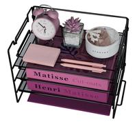 ideallife Metal Desk Organizer Tray 3 Tier Stackable Letter Tray, Office Desk Paper Organizer File Trays, Paper Sorter for A4 File Office Supplie, Metal File Organizer Tray for School, Home