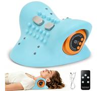ideallife Neck Massager Pillow with Heat, EMS and Vibration, USB Rechargeable Neck Stretcher with Remote Control, 6 EMS Levels, 3 Heat and 3 Vibration Settings, Dual-Sided Design for Lying Down