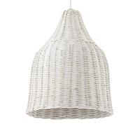 Ideal Lux Haunt Single Light Ceiling Pendant with Natural Wicker Shade in White Finish