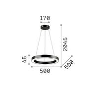 Ideallux Ideal Lux LED hanging light Oracle, black, 3,000 K, Ø 50 cm