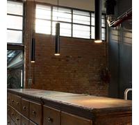Ideallux Look LED pendant light, narrow shape, black
