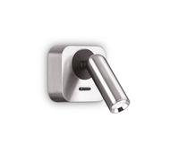 Ideallux Ideal Lux LED wall spotlight Bean, nickel-coloured, width 7 cm