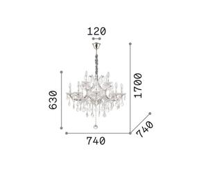 Ideallux Ideal Lux Napoleon chandelier, gold-coloured, crystal 12flg.