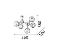 Ideallux Ideal Lux Nodi ceiling light, chrome-coloured, glass, 5-bulb
