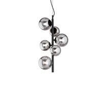 Ideal Lux Perlage 6 Light Ceiling Pendant in Matt Black Finish And Clear Glass Shades