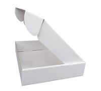 iDEALS UK PACKAGING LTD white cardboard folding lid self lock postal boxes 236 x 196 x 47mm small parcel/packet mailing with tuck-in flaps - flat packed easy to assemble (1)