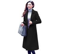 IDEALSANXUN Long Wool Coats for Women Fall Winter Coats Wool Jacket Peacoat, Black, Medium