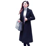 IDEALSANXUN Long Wool Coats for Women Fall Winter Coats Wool Jacket Peacoat, Navy, Small