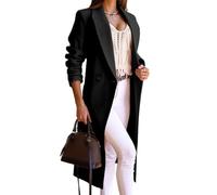 IDEALSANXUN Long Wool Coats for Women Fall Winter Trench Coat Peacoat Double Breasted Blazer Jackets Overcoat, Black, XX-Large