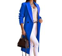 IDEALSANXUN Long Wool Coats for Women Fall Winter Trench Coat Peacoat Double Breasted Blazer Jackets Overcoat, Royal Blue, X-Large