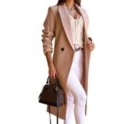 IDEALSANXUN Long Wool Coats for Women Fall Winter Trench Coat Peacoat Double Breasted Blazer Jackets Overcoat, Camel, X-Large