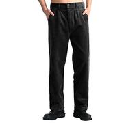 IDEALSANXUN Mens Corduroy Pants Pleated Straight Leg Thick Loose Senior Pants, Black, 42W x 30L