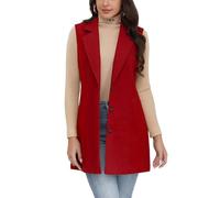 IDEALSANXUN Plaid Vest for Women Fall Winter Sleeveless Blazer Jackets, Pure Maple Red, XL