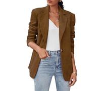IDEALSANXUN Womens Corduroy Blazer Fall Winter Casual Blazer Dressy Suit Jackets, Brown, L