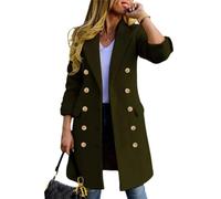IDEALSANXUN Womens Fall Winter Wool Coats Double Breasted Midi Peacoat Trench Coats, Army, L
