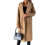 IDEALSANXUN Womens Long Wool Coat Double Breasted Trench Coat Fall Winter Clothes, Camel, XX-Large