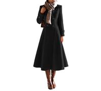 IDEALSANXUN Womens Long Wool Coat Fall Winter Double Breasted Trench Coat Peacoat Jackets, Black, XX-Large