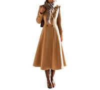 IDEALSANXUN Womens Long Wool Coat Fall Winter Double Breasted Trench Coat Peacoat Jackets, Camel, Large