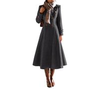 IDEALSANXUN Womens Long Wool Coat Fall Winter Double Breasted Trench Coat Peacoat Jackets, Dark Grey, Large